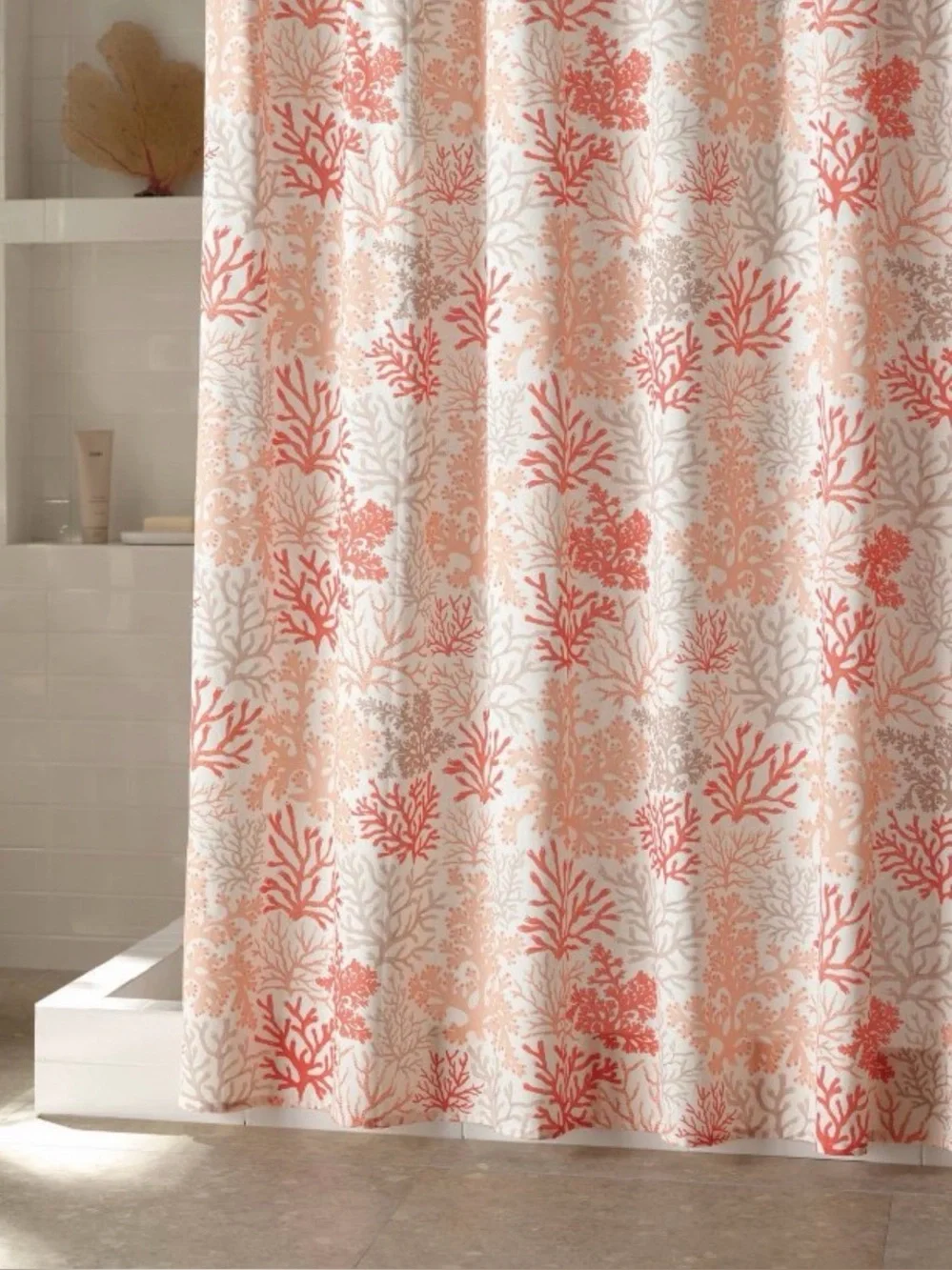Coral Coastal Shower Curtain 72x72 Beach Bathroom Decor Target